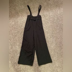 High waisted pin stripe pants with straps